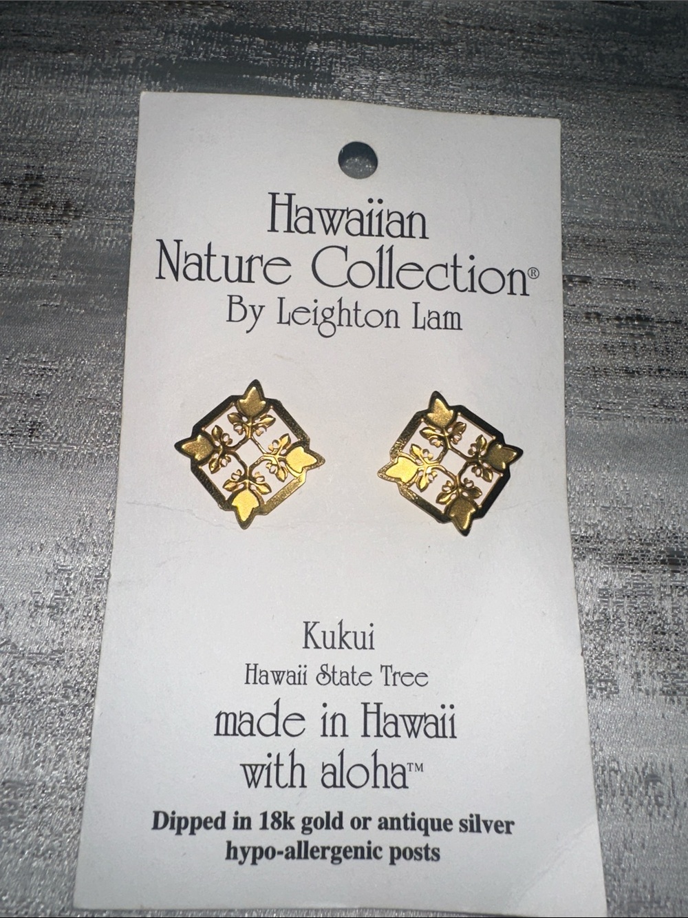 Hawaiian Nature Collection Kukui Gold Floral Stud Earrings by Leighton Lam